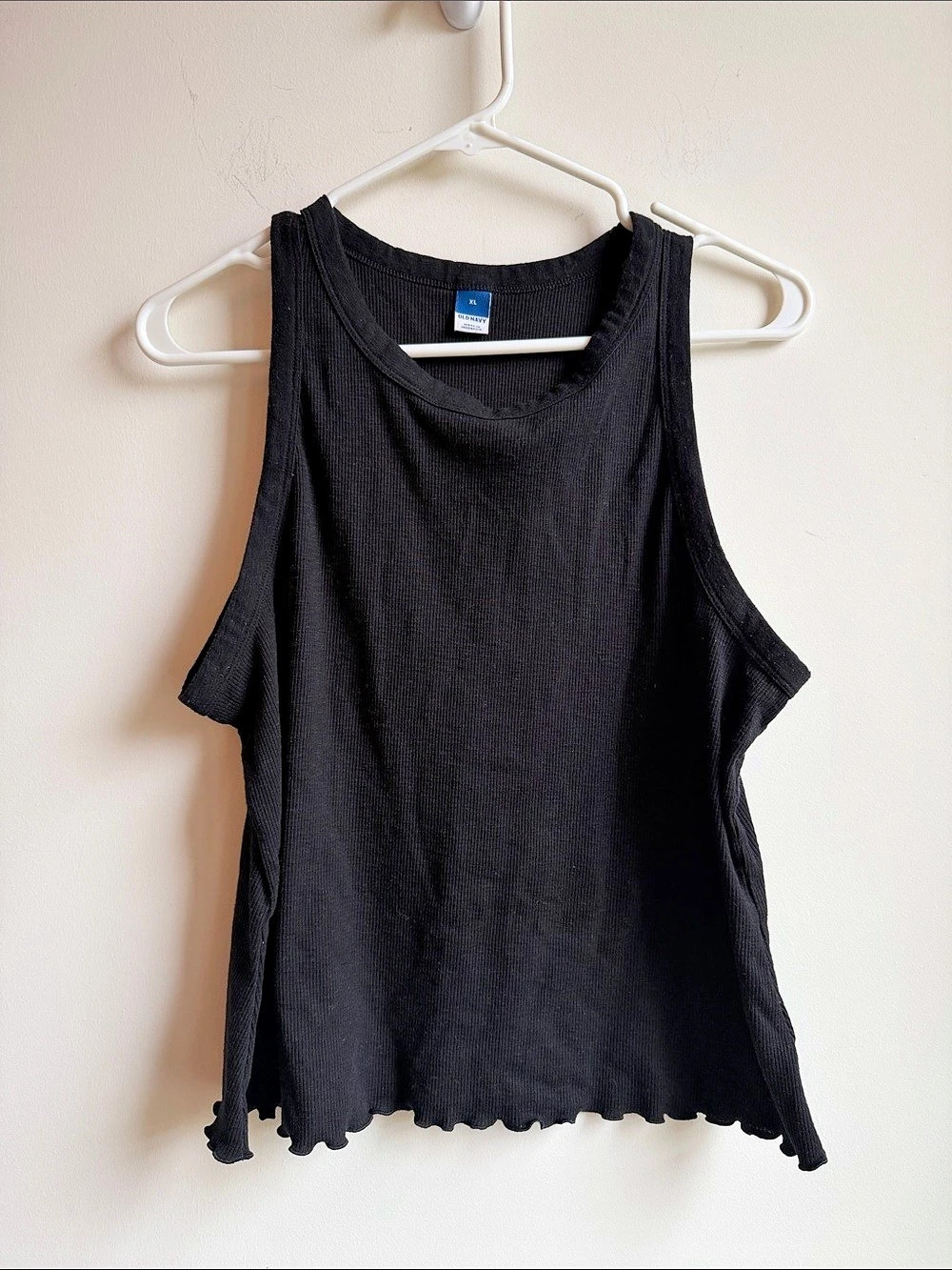 Old Navy Fitted Ribbed Tank Top Black Size XL